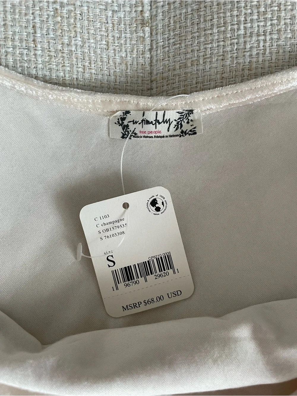 NWT Free People All Night Velvet Cowl Neck Open Back Camisole Champagne $68